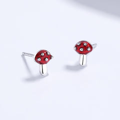 925 Sterling Silver Mushroom Personalized Earrings