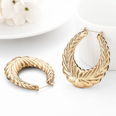 Fashion Personality Wheat Pattern Oval Earrings