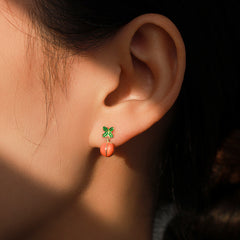 S925 Sterling Silver National Trendy Style Lucky Persimmon Dripping Stud Earrings