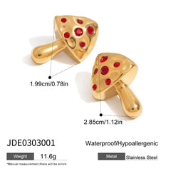Inlaid Zircon Niche Design Mushroom Titanium Steel No Fading Earrings