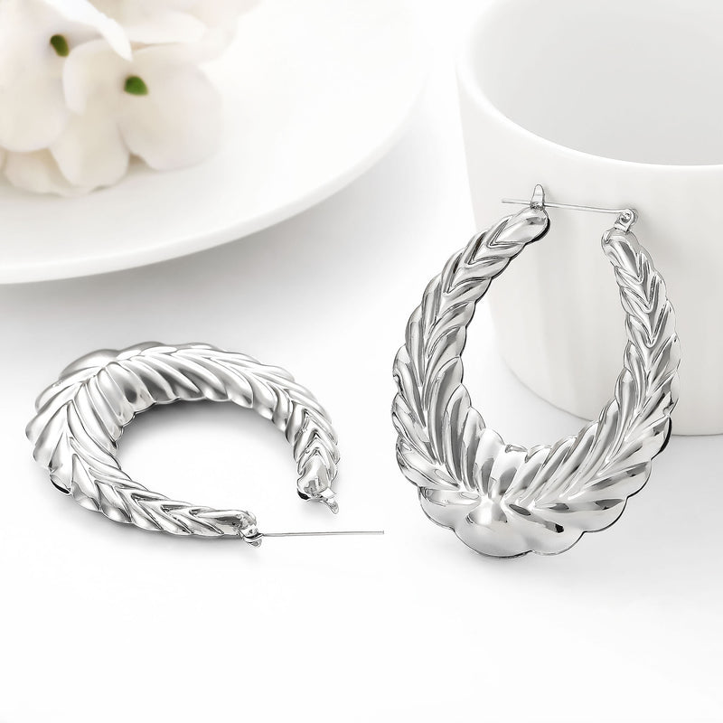 Fashion Personality Wheat Pattern Oval Earrings