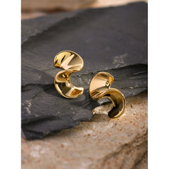 16K Gold Stainless Steel Gold Art Spiral Earrings