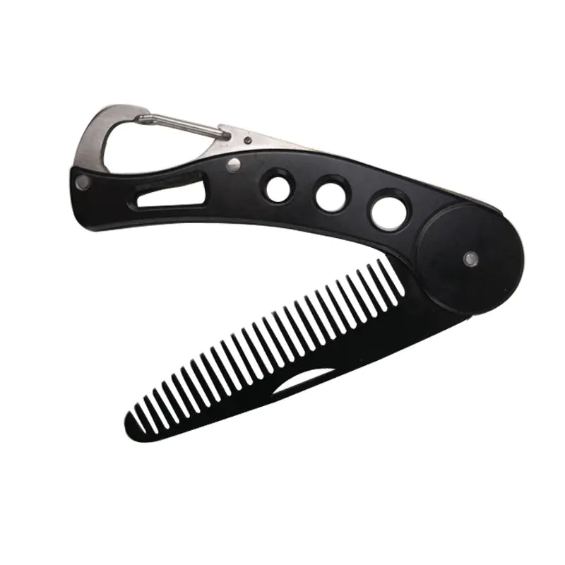 Stainless Steel Folding Beard Comb and Grooming Kit