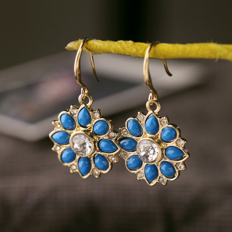 Diamond-encrusted Gemstone Earrings Girlfriends Same Gift Ear Rings