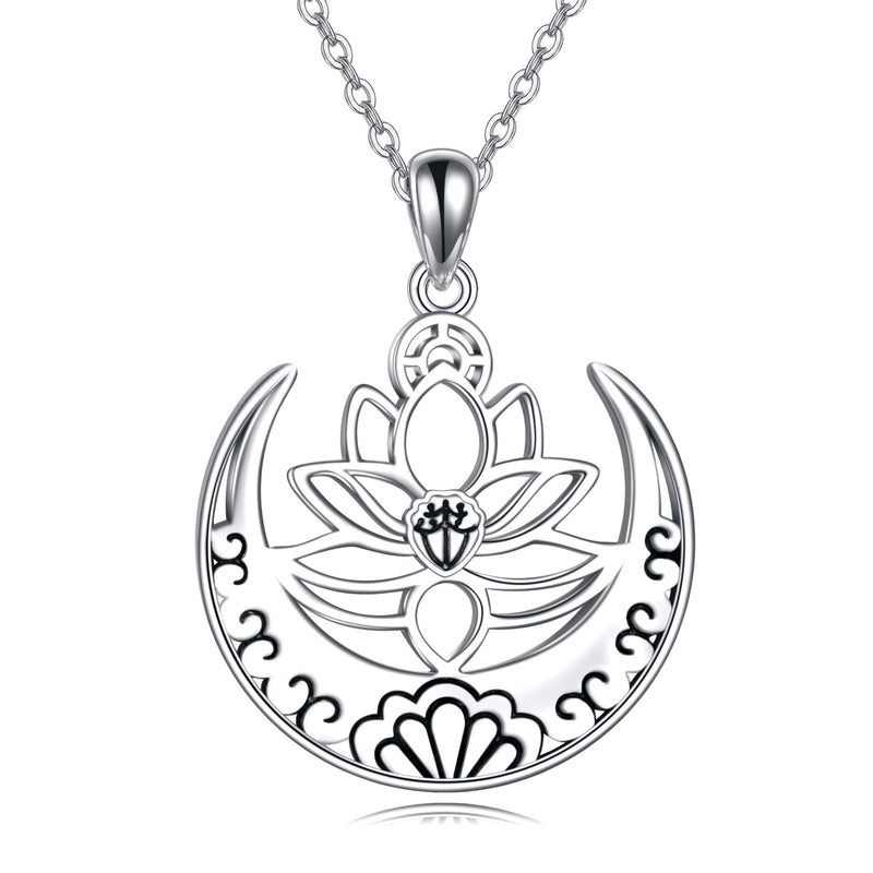 Lotus Flower Symbol Yoga Necklace Sterling Silver Sanskrit Symbol  Balancing Jewelry