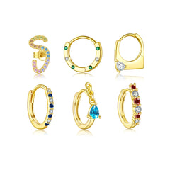 S925 Sterling Silver Small Ear Ring Zircon Stud Earrings Korean Style