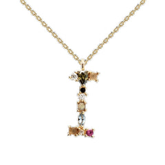 English Letter Necklace Female Colorful Crystals Gem S925 Pure