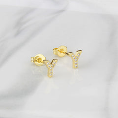 Ins European And American Diamond English Alphabet Letter Earrings