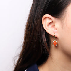 S925 Sterling Silver Inlaid Gold-plated Southern Red Agate Eardrops