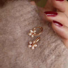 Full Diamond Flower Earrings Women's High-grade Sense Niche Gentle Sweet Decoration