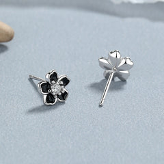 925 Sterling Silver Epoxy Flowers Five Petal Flower Ear Bone Stud