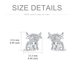 Highland Cow Earrings 925 Sterling Silver Cow Studs Earrings Highland Cow Jewelry Gifts