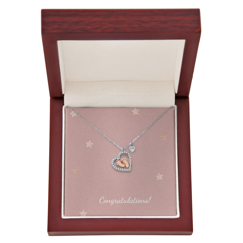 Heart Necklace With Baby Feet