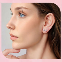 New Bow S925 Sterling Silver Stud Earrings For Women