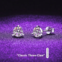 Minority Simple Classic Three-claw Moissanite Stud Earrings