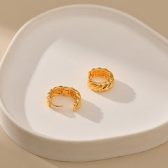 Retro Hong Kong Style Gold Color Retaining Earrings Plated 18K Real