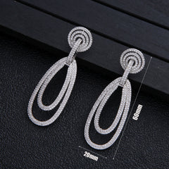 925 Silver Needle European Style Oval Earrings Luxurious Temperament Super