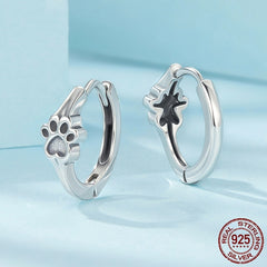 S925 Sterling Silver Cute Pet Paw Print Ear Clip