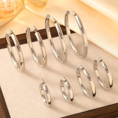 304 Stainless Steel Hollow C- Shaped Large Hoop Earrings