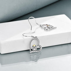 Sterling Silver Heart Crown Frog Dangle Drop Earrings for Women Mom