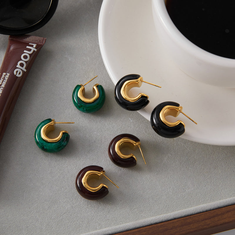 Maillard Resin Earrings Special Interest Light Luxury Stainless Steel