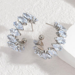 French Simple And Light Luxury Diamond Ring Women's Earrings