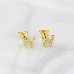 Ins European And American Diamond English Alphabet Letter Earrings