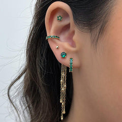 18K Light Luxury Design Green Zirconium Earrings Suit Earrings