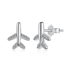 925 Sterling Silver Airplane Female Luxury Fashion Ins Niche Design Sweet Earrings