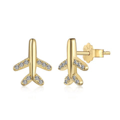 925 Sterling Silver Airplane Female Luxury Fashion Ins Niche Design Sweet Earrings