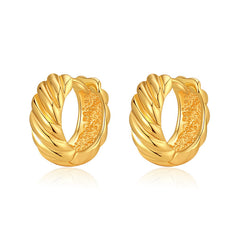 Retro Hong Kong Style Gold Color Retaining Earrings Plated 18K Real