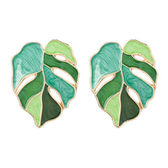 Alloy Dripping Leaf-shaped Earring Girlish Heart Ear Studs