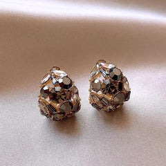 Light Luxury Rhinestone Black Crystal Earrings