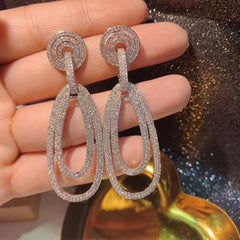 925 Silver Needle European Style Oval Earrings Luxurious Temperament Super
