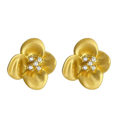 Matte Three-dimensional Flower Special-interest Design Affordable Luxury Style Zircon Stud Earrings