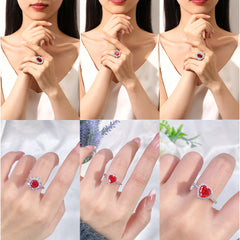 Ruby Pigeon Blood Red Ring Vintage T Square Diamond S925 Silver