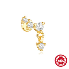 S925 Sterling Silver Moon Diamond Embedded Star Ear Rings