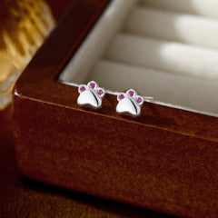 S999 Sterling Silver Cat's Paw Epoxy Stud Earrings