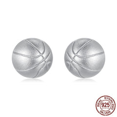 S925 Sterling Silver Basketball Stud Earrings