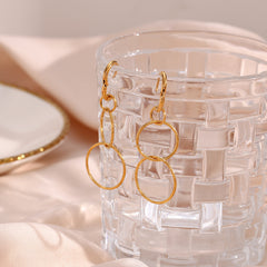 Simple Popular Stainless Steel Plated 18K Gold Long Circle Buckle Earrings