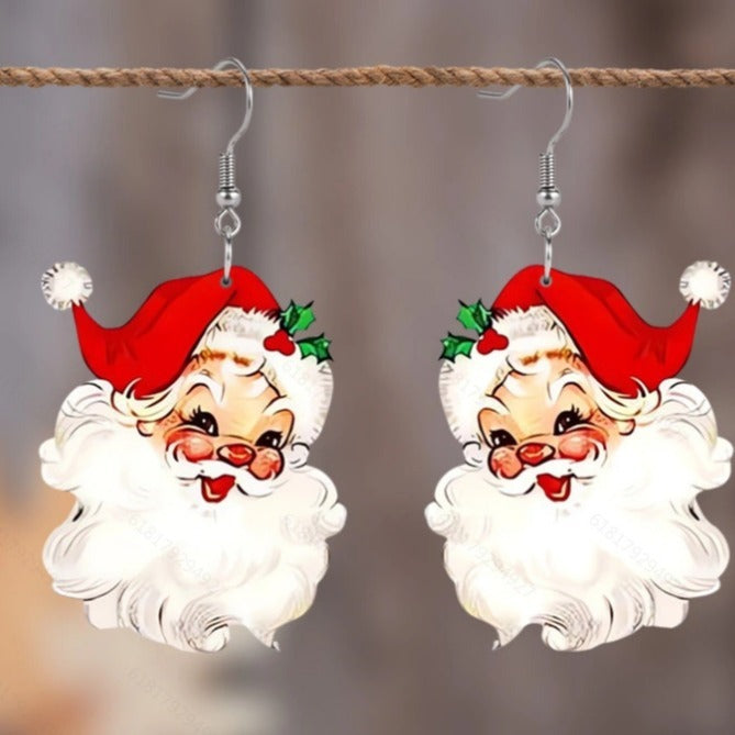 Cute Santa Claus Acrylic Pendant Earrings