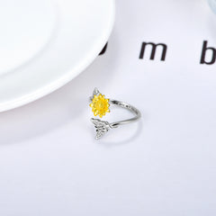 You Are My Sunshine Sunflower Butterfly Ring in Sterling Silver