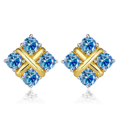 Korean Style S925 Pt950 Gold Plated Geometric Moissanite Stud Earrings