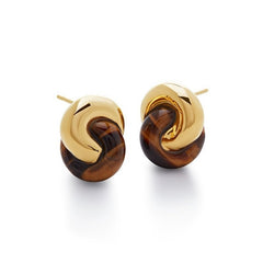Co-branded Tiger Eye Stone Ring Buckle Retro Earrings