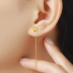 Little Red Book Clover Hanging Earrings Women's Imitation Gold Tassel Long Flower
