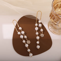 European And American Style Long Tassel Pearl Chain Earrings
