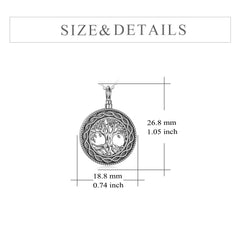 Tree of Life Urn Necklace Sterling Silver Circle Cremation Pendant Necklace Family