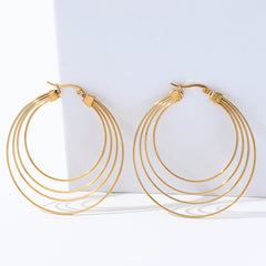 French Mosquito-repellent Incense Shape Stainless Steel Earrings Hoop Geometric And Gold