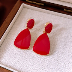 Ankela Red Water Drop Ear Clip Earrings
