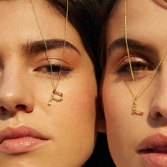 English Letter Necklace Female Colorful Crystals Gem S925 Pure